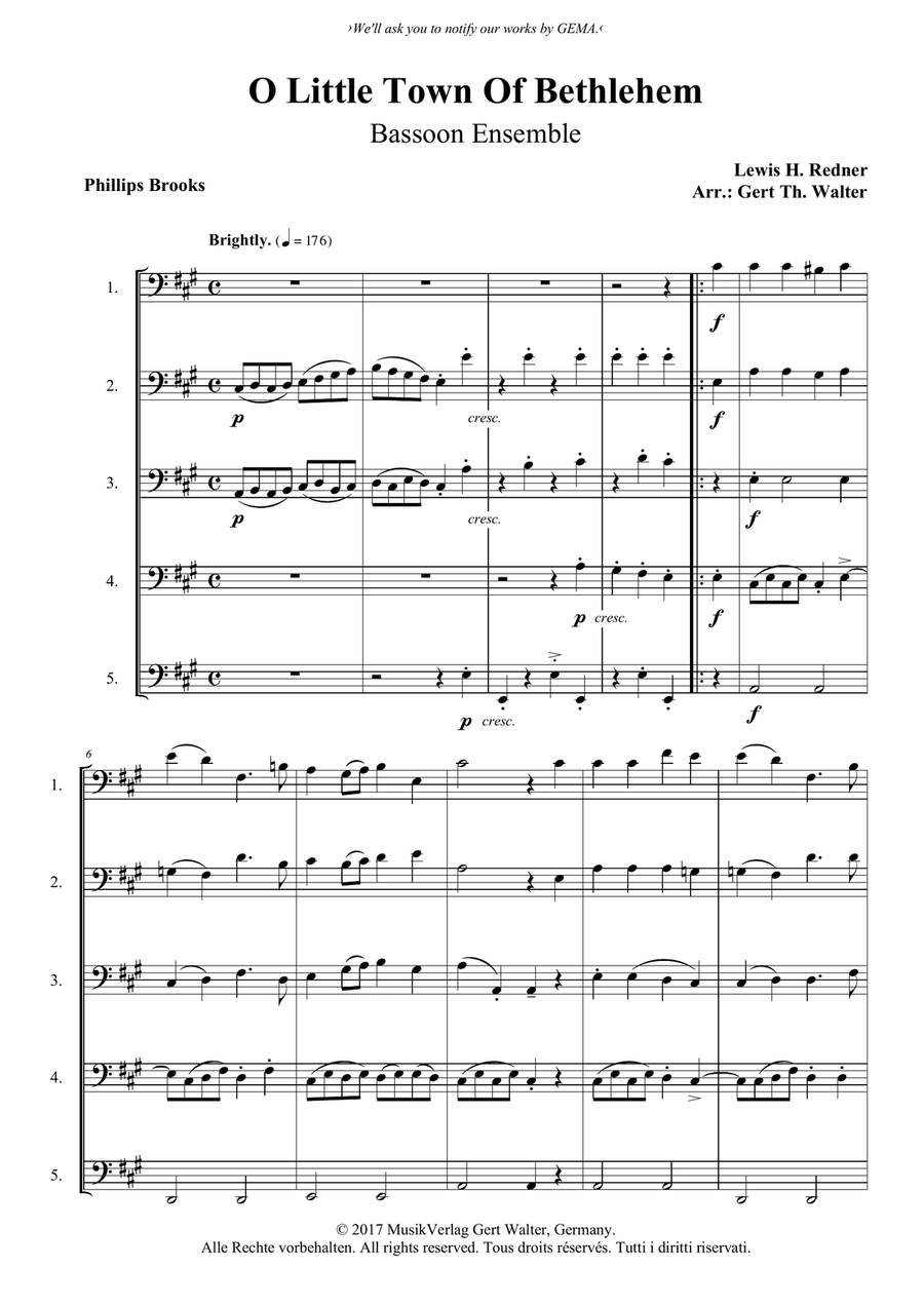 O Little Town Of Bethlehem Woodwind Ensemble scores gallery preview page 1