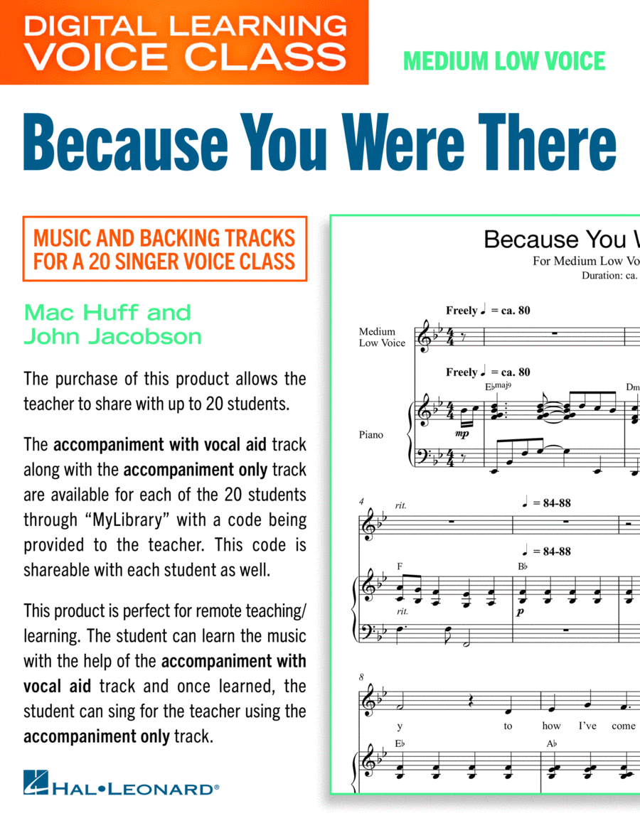 Because You Were There (Medium Low Voice) (includes Audio) Choir scores gallery preview page 1