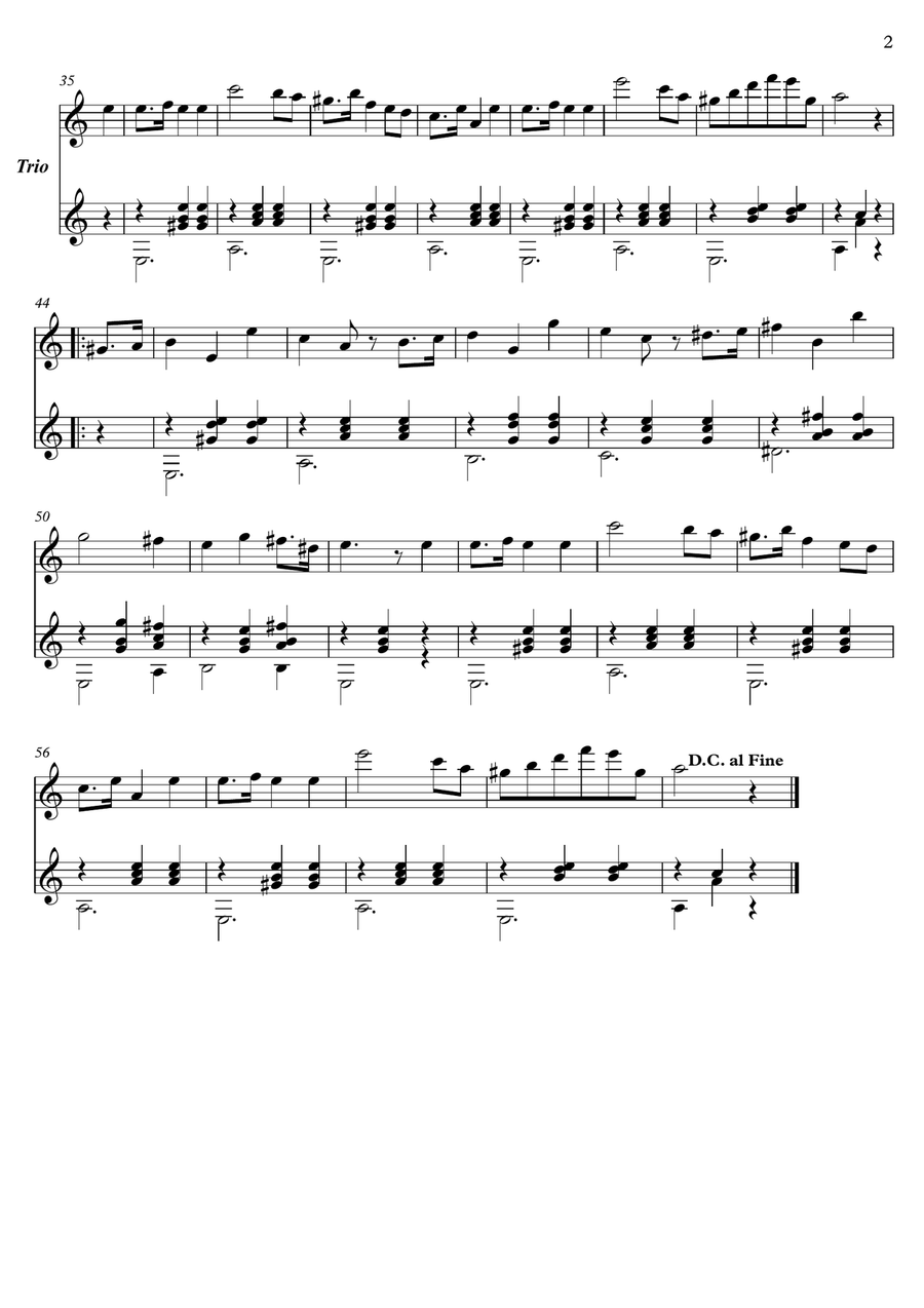 Easy Violin Guitar duets by Giuliani 74-6 String Duet scores gallery preview page 2