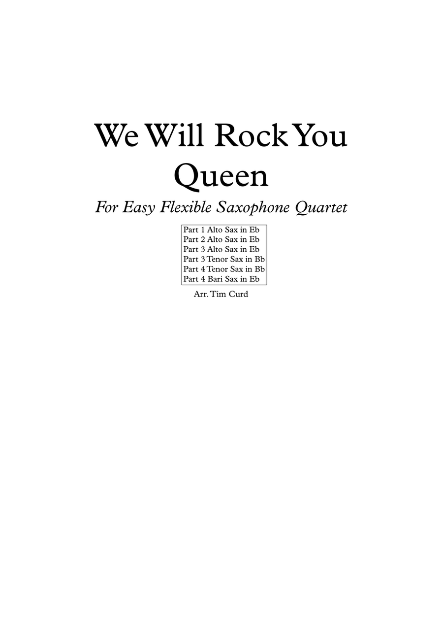 We Will Rock You We Will Rock You Woodwind Quartet scores gallery preview page 1