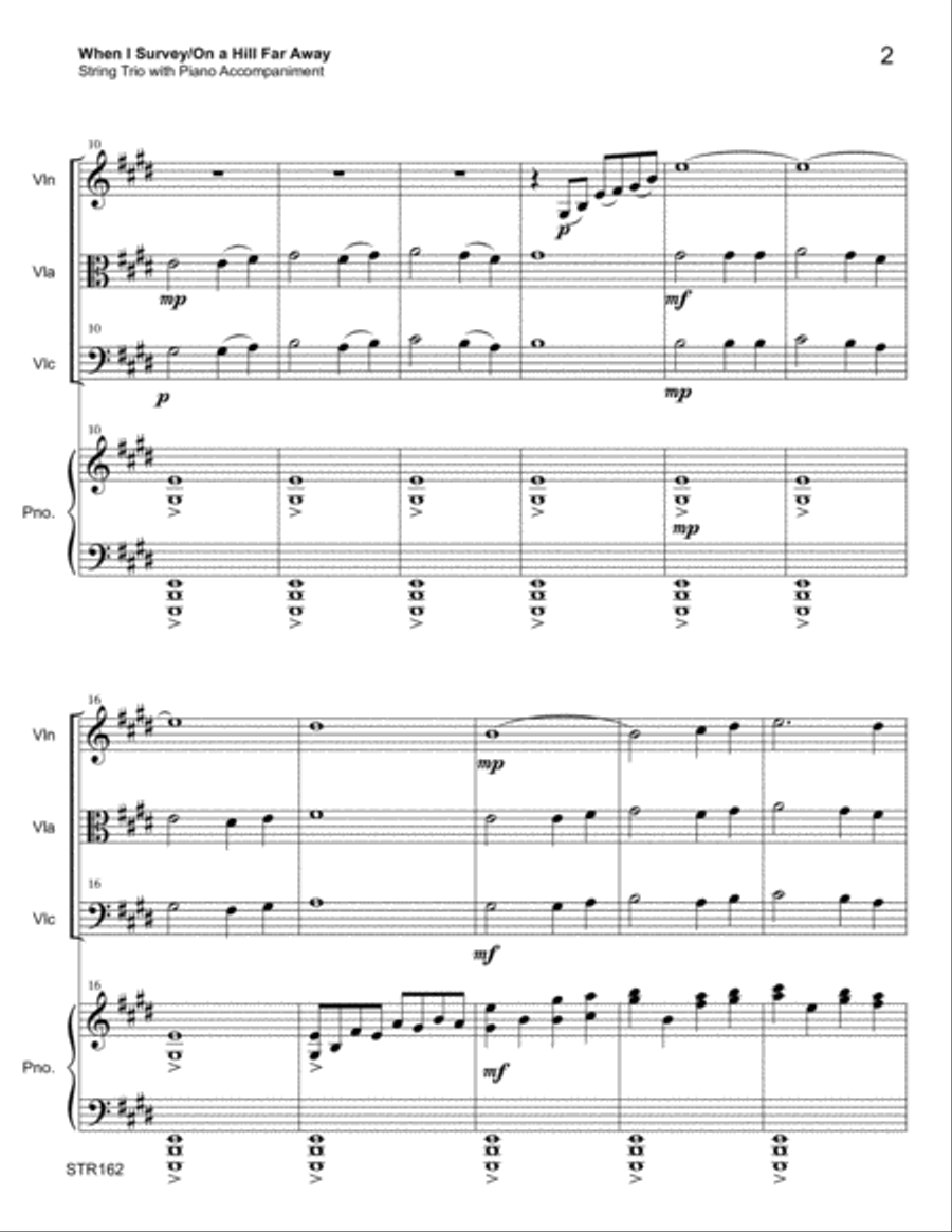 WHEN I SURVEY THE WONDROUS CROSS/ON A HILL FAR AWAY - STRING TRIO with Piano Piano Quartet scores gallery preview page 2