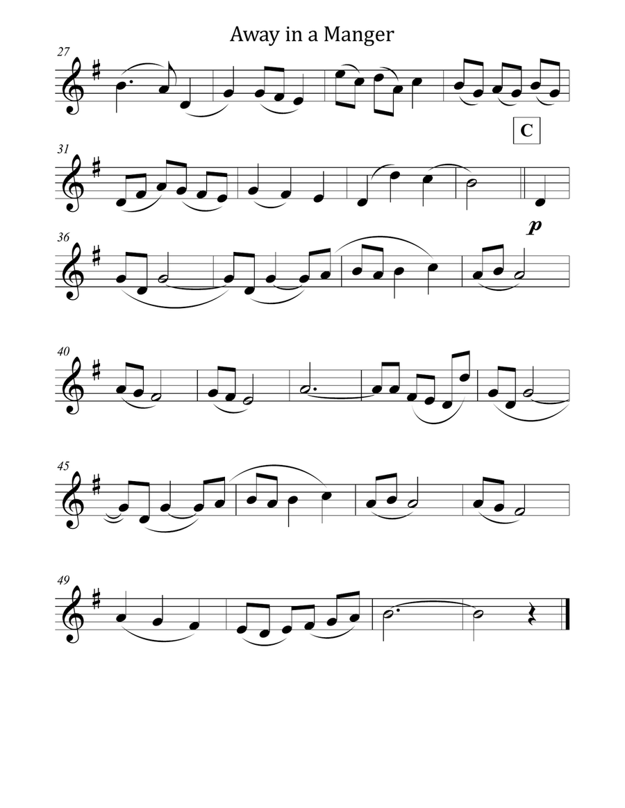 Away in a Manger for Brass Trio (Trumpet, Trombone, Tuba) Brass Trio scores gallery preview page 5