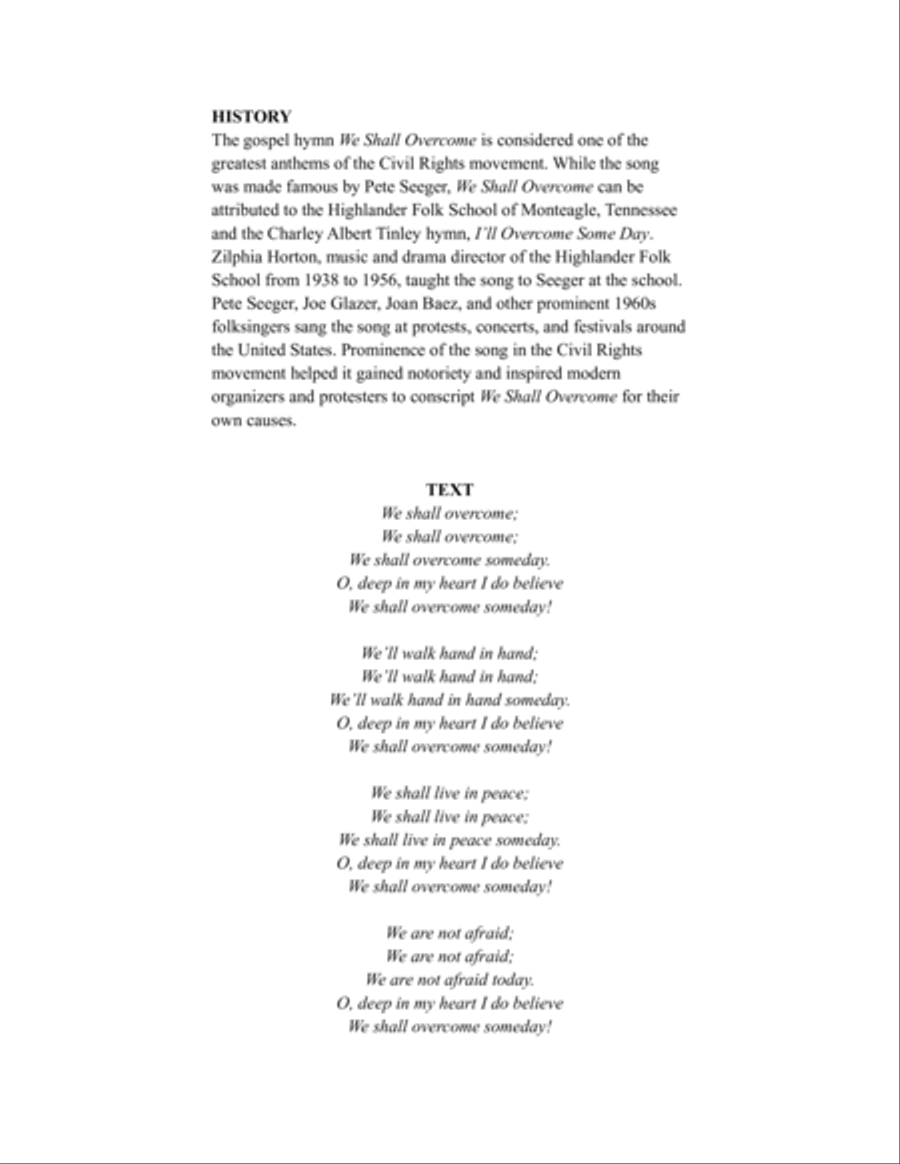 We Shall Overcome 4-Part scores gallery preview page 2