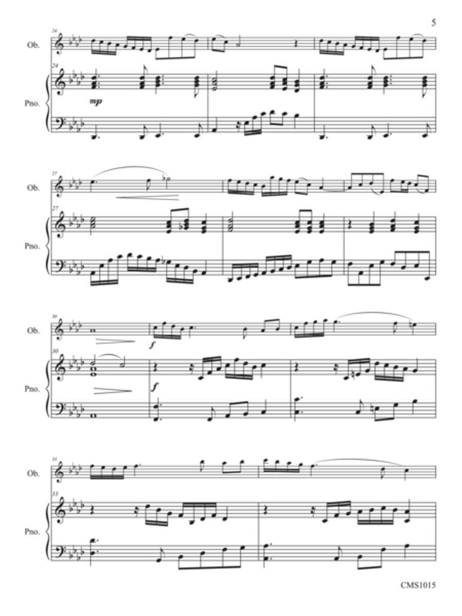 Three Pieces for Oboe and Piano Piano Accompaniment scores gallery preview page 4