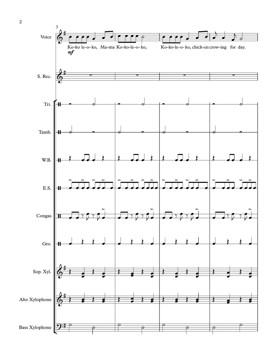 Kokoleoko (For Orff Ensemble) Large Ensemble scores gallery preview page 2