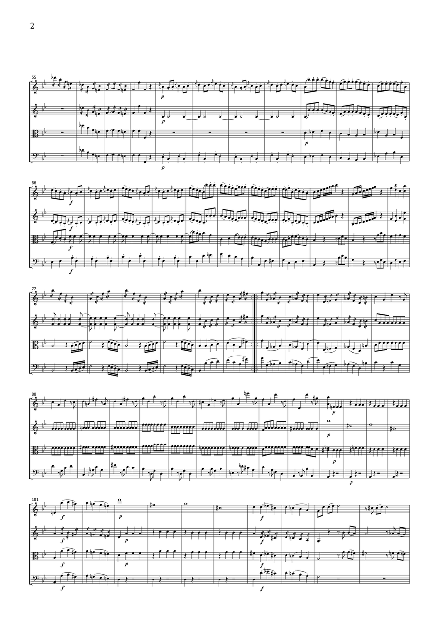 Mozart Symphony No.25, 1st mvt., for string quartet, CM010 String Quartet scores gallery preview page 2