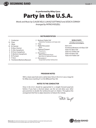 Book cover for Party in the U.S.A.: Score