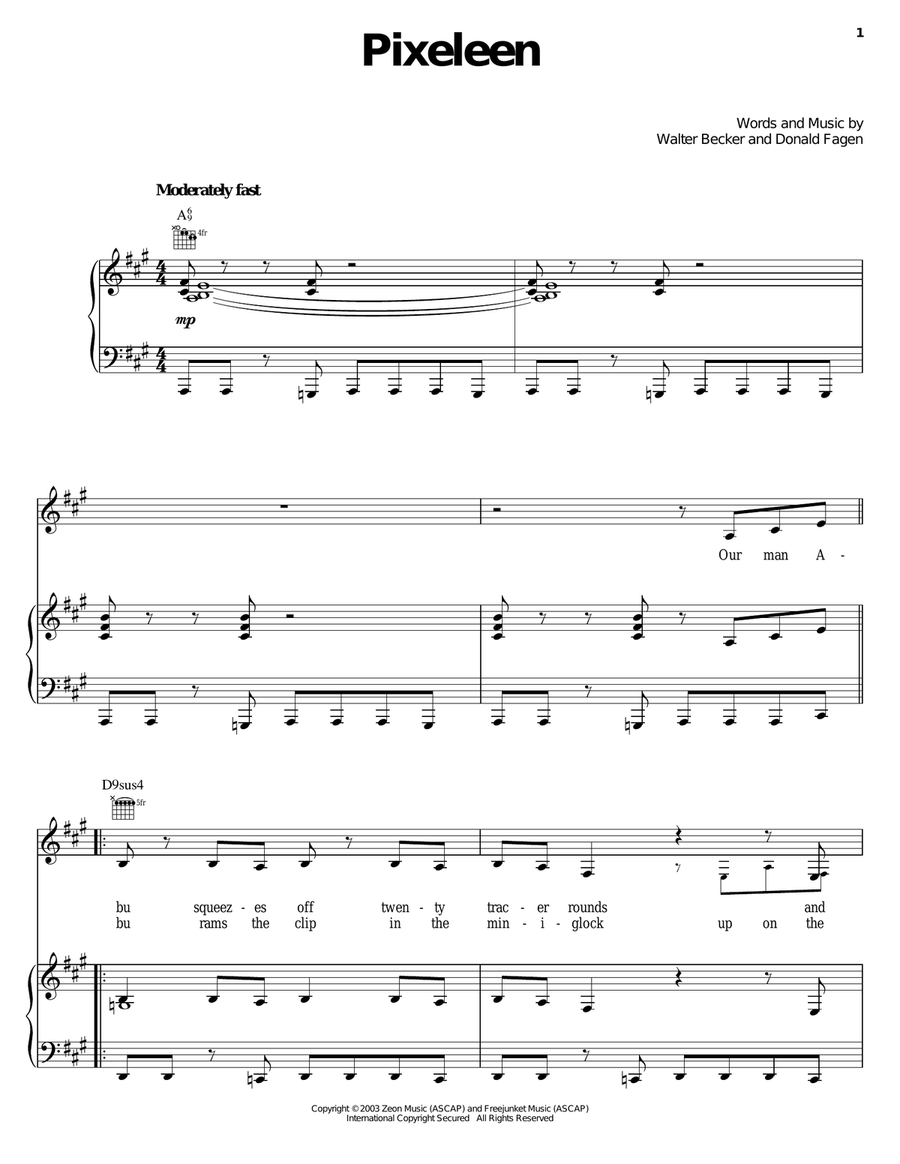 Pixeleen Pixeleen Piano, Vocal, Guitar scores gallery preview page 1
