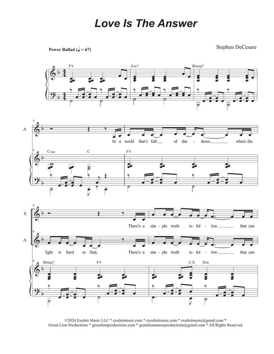 Love Is The Answer (Duet for Soprano and Alto solo)