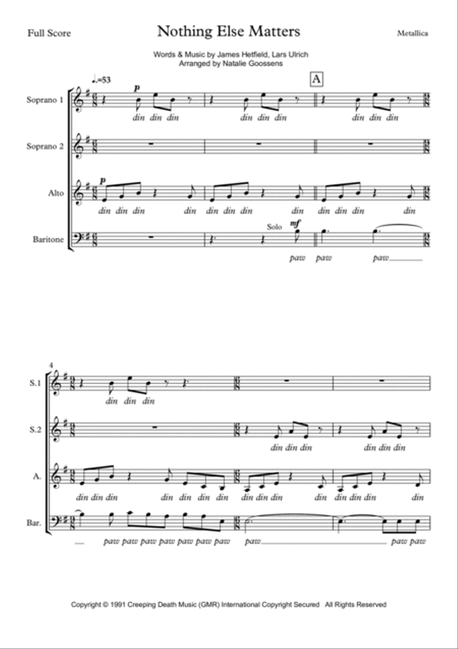 Nothing Else Matters 3-Part scores gallery preview page 2