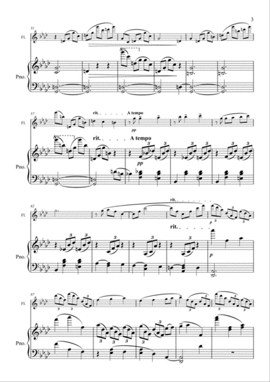 Valse Romantique Arrangement for flute and piano Flute Solo scores gallery preview page 4