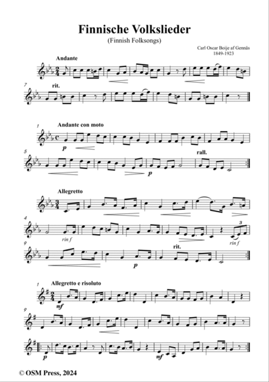 Boije af Gennäs-Finnische Volkslieder,for Guitar Acoustic Guitar scores gallery preview page 2