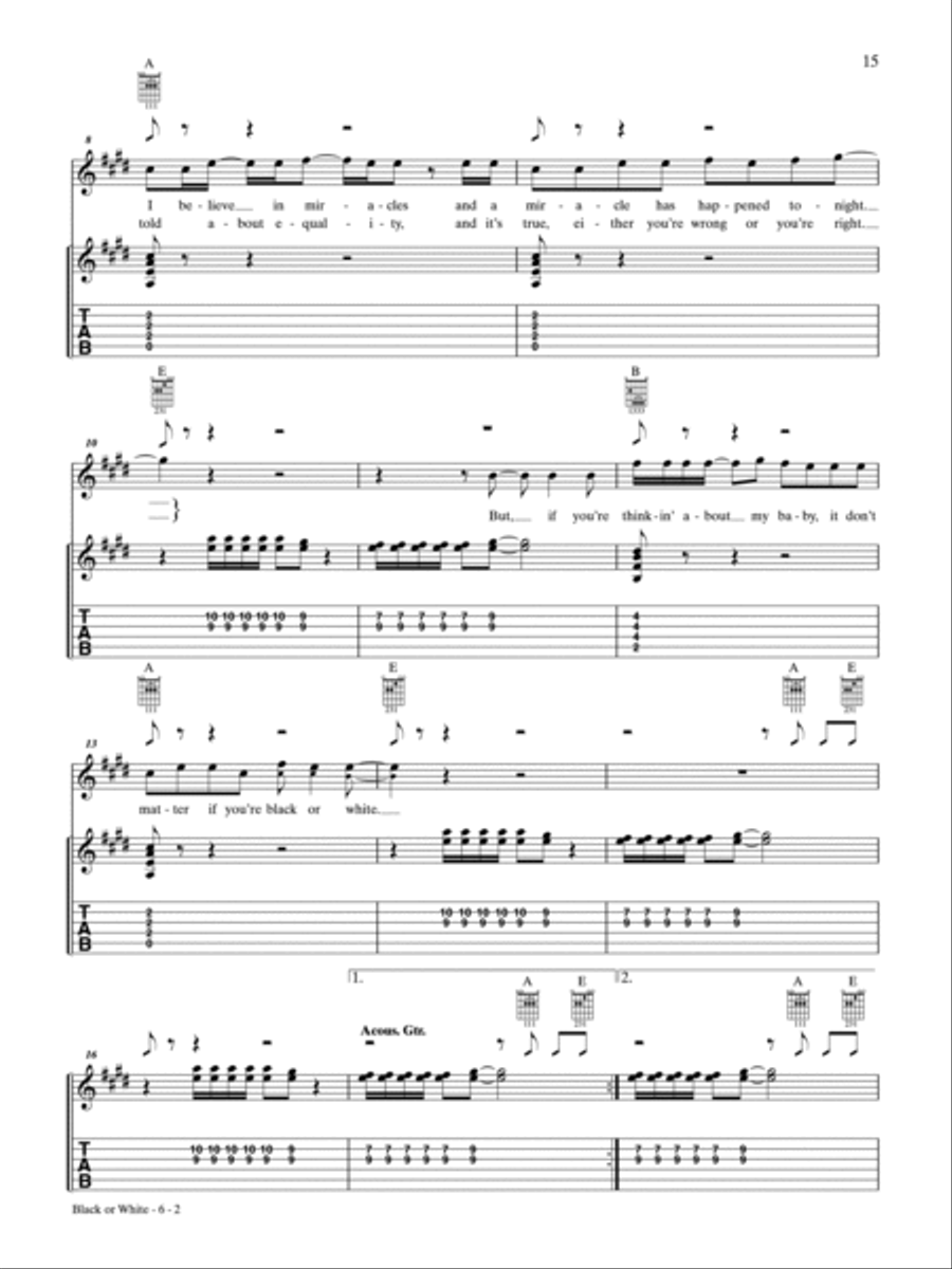 Black or White Guitar Tablature scores gallery preview page 2