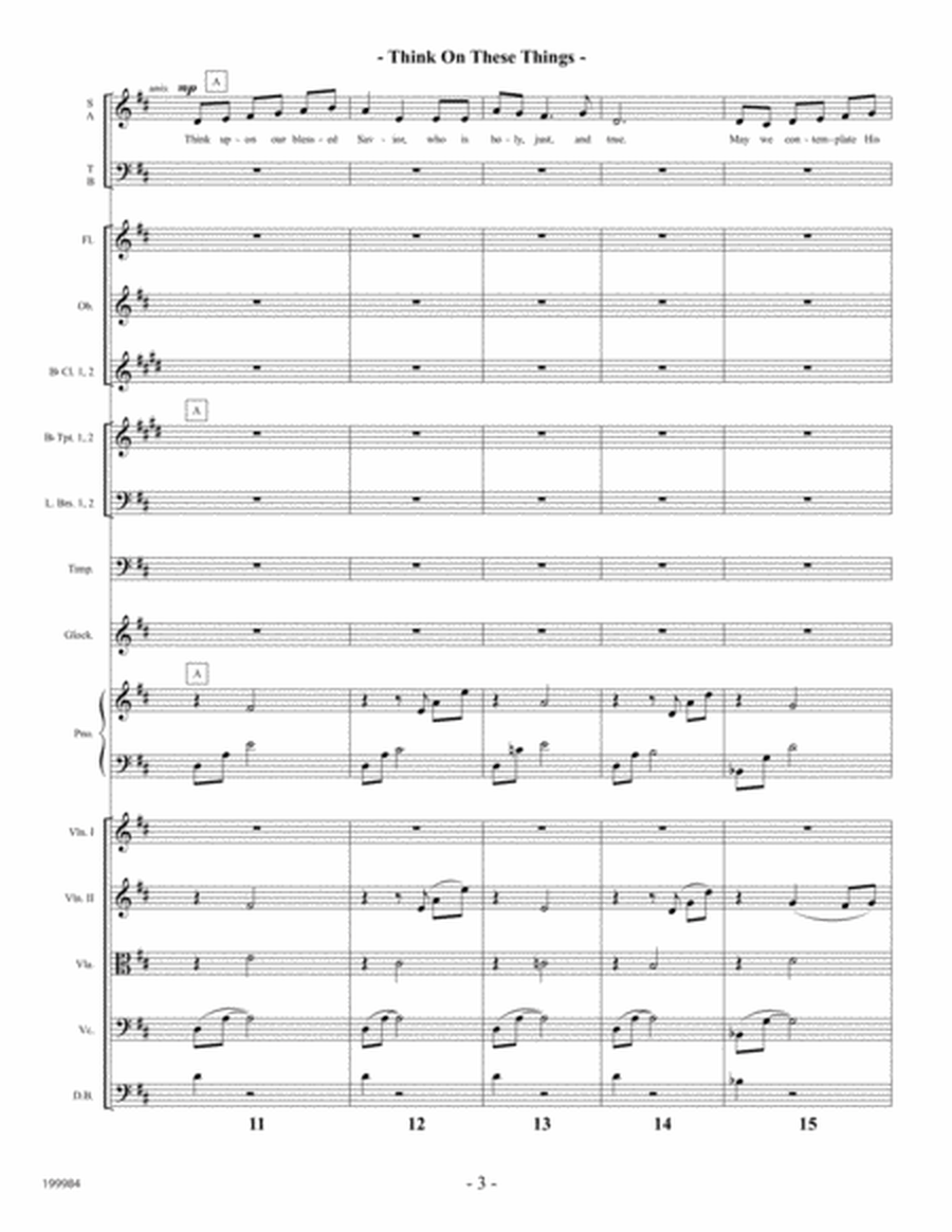 Think on These Things - Orchestral Score and Parts