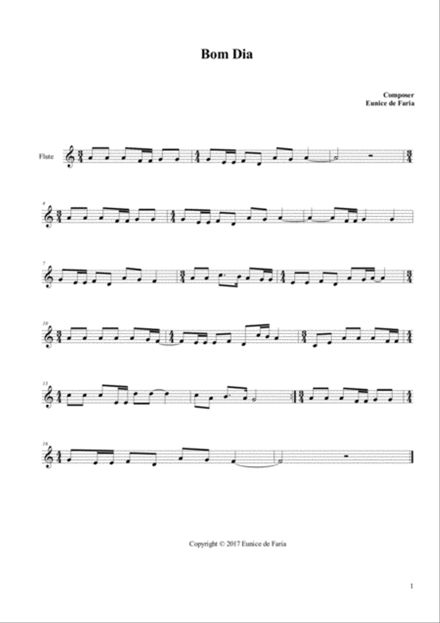 Bom dia Flute Solo scores gallery preview page 1