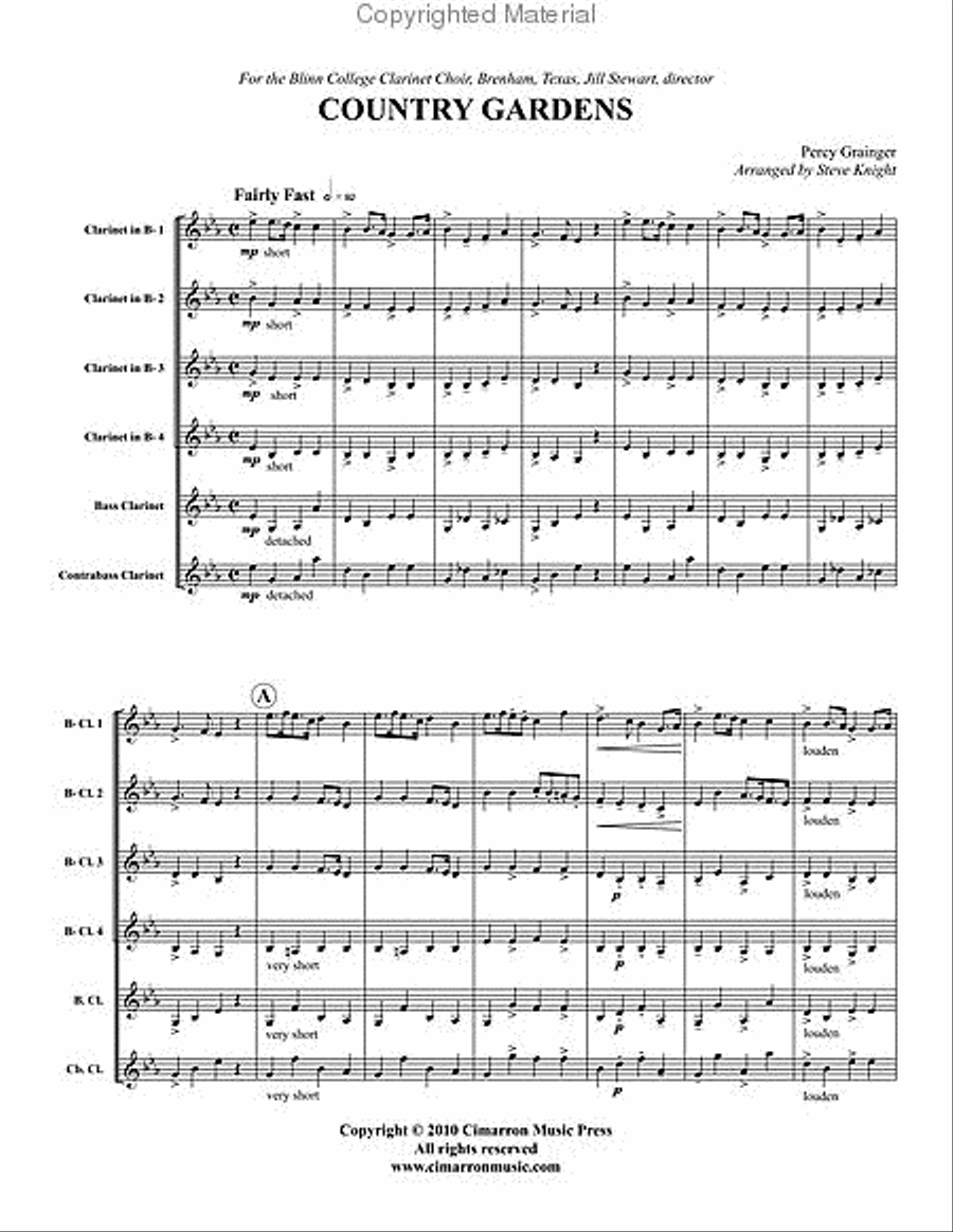 Country Gardens Clarinet Quartet scores gallery preview page 2