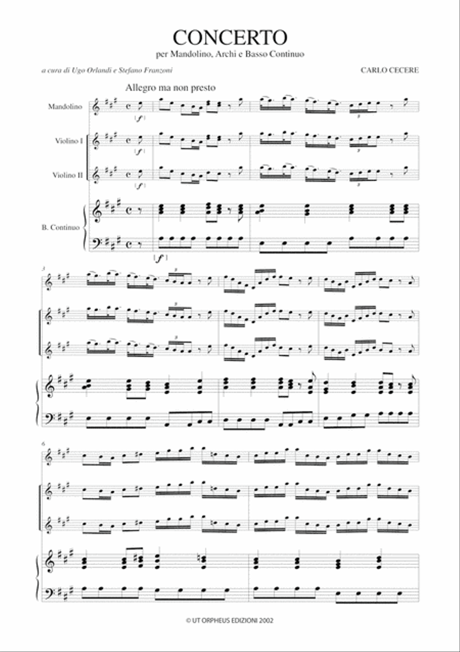 Concerto in A Major for Mandolin, Strings and Continuo Orchestra scores gallery preview page 2