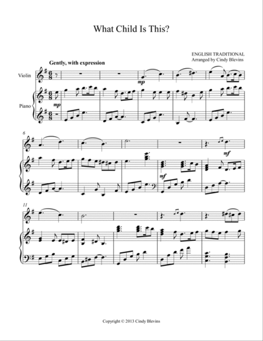 What Child Is This? for Piano and Violin Violin Solo scores gallery preview page 2