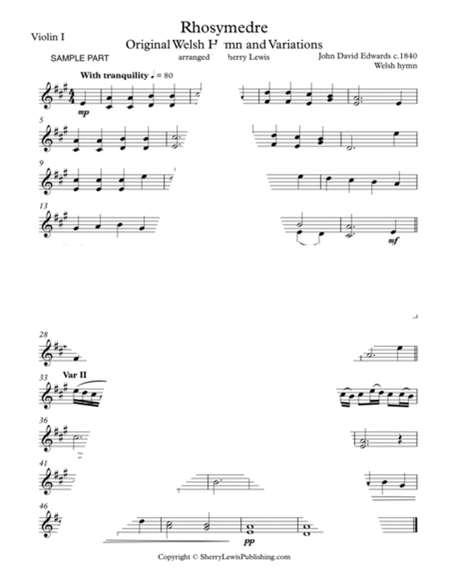 RHOSYMEDRE Original Hymn and Variations - Solo Violin -Intermediate Level - This is created from ori image number null