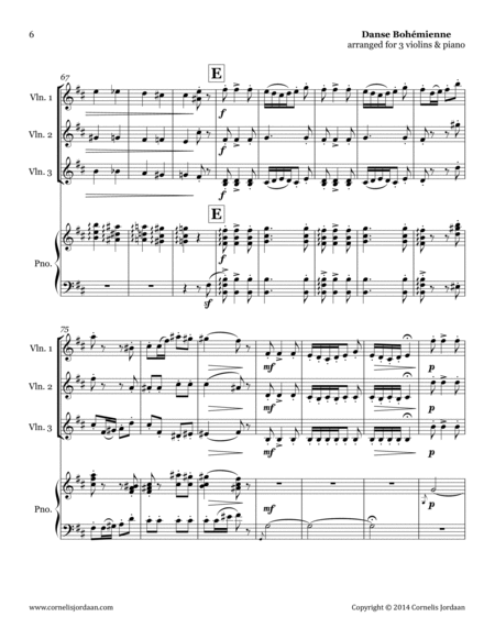 Danse Bohémienne, arranged for 3 violins & piano