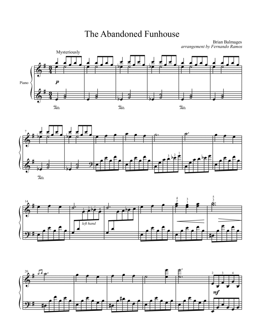 The Abandoned Funhouse Piano Solo scores gallery preview page 1