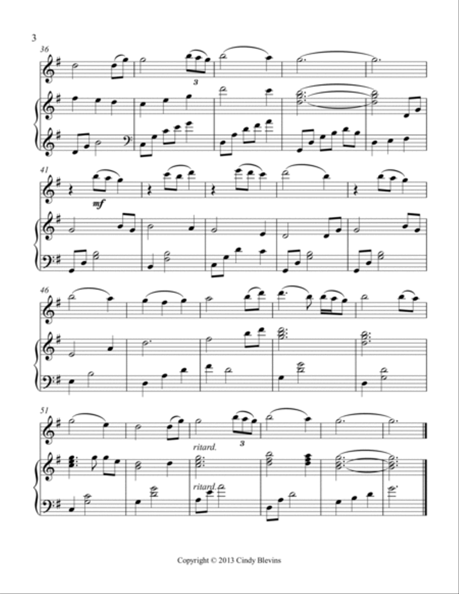 Amazing Grace, for Piano and Flute Flute Solo scores gallery preview page 4