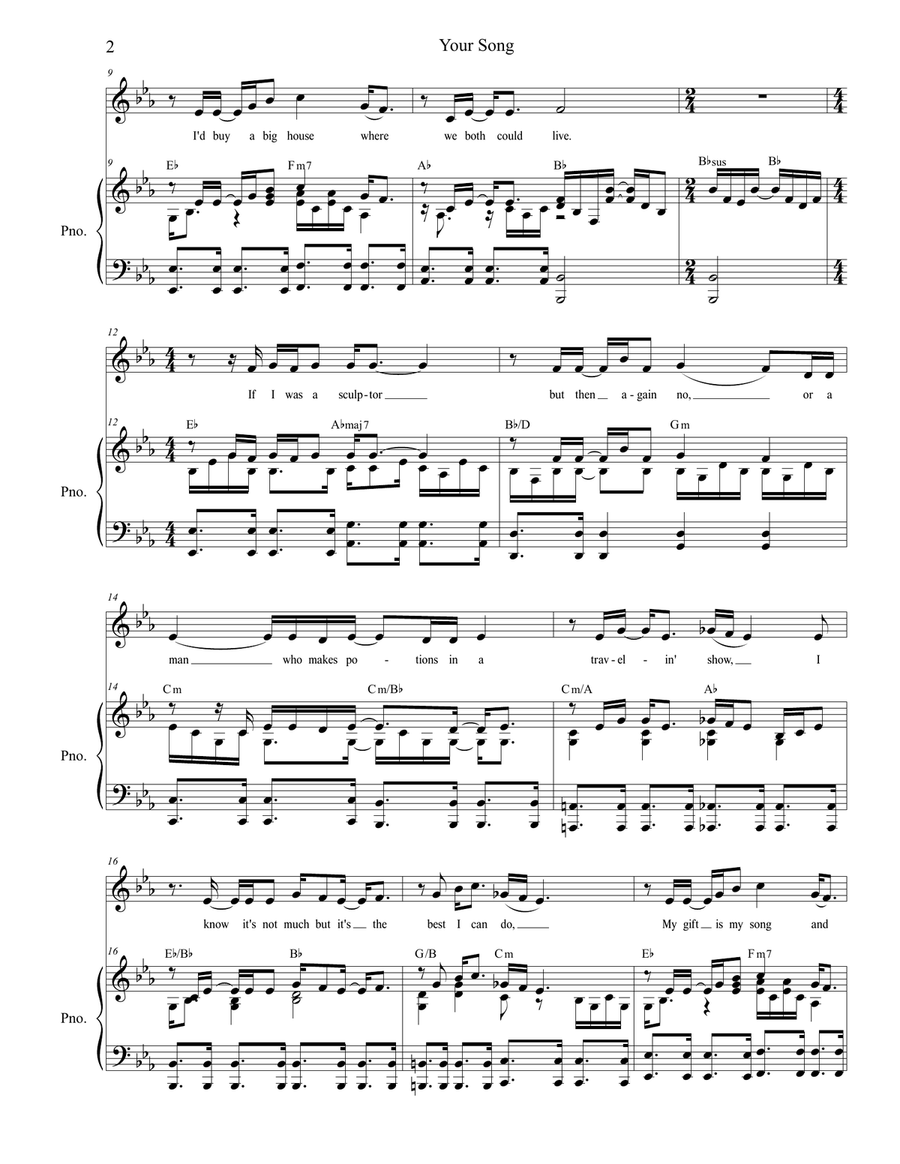 Your Song Your Song Piano, Vocal scores gallery preview page 2