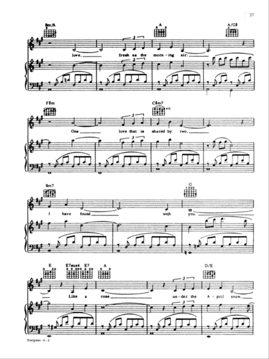 Evergreen (Love Theme from A Star Is Born) Piano, Vocal, Guitar scores gallery preview page 2