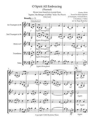 O Spirit All-Embracing (Thaxted) (Bb) (Brass Quintet - 2 Trp, 1 Hrn, 1 Trb, 1 Tuba) (Tuba lead)