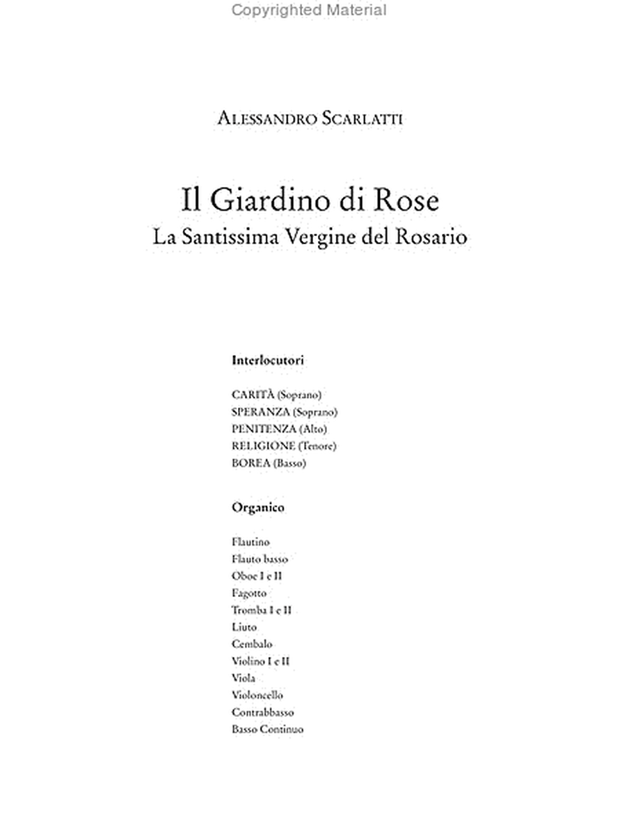 Il Giardino di Rose - La Santissima Vergine del Rosario. Oratorio for 5 Voices and Instruments (1707). Critical Edition