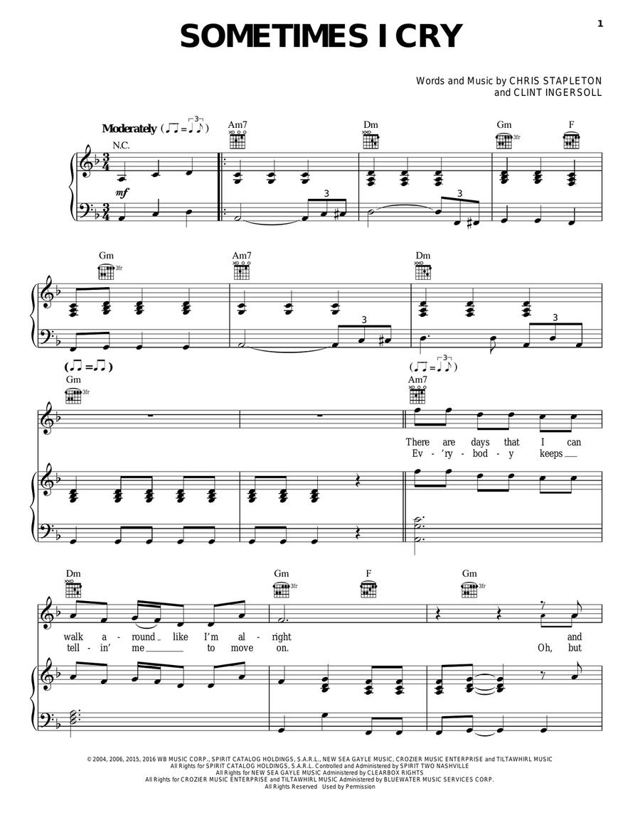 Sometimes I Cry Sometimes I Cry Piano, Vocal, Guitar scores gallery preview page 1