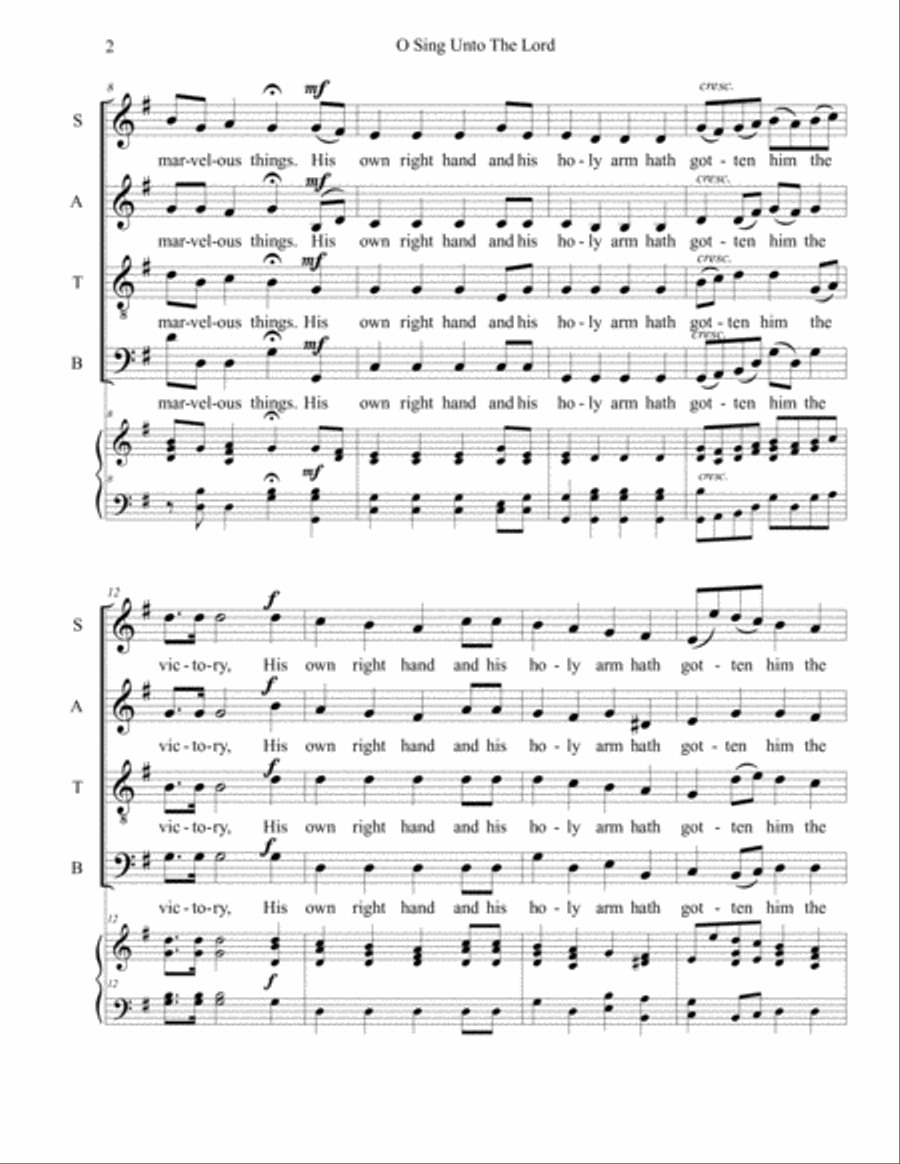 O Sing Unto The Lord 4-Part scores gallery preview page 2