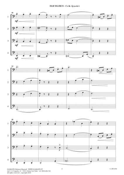 Fascination (Gypsy Waltz) for Cello Quartet (score and parts) image number null