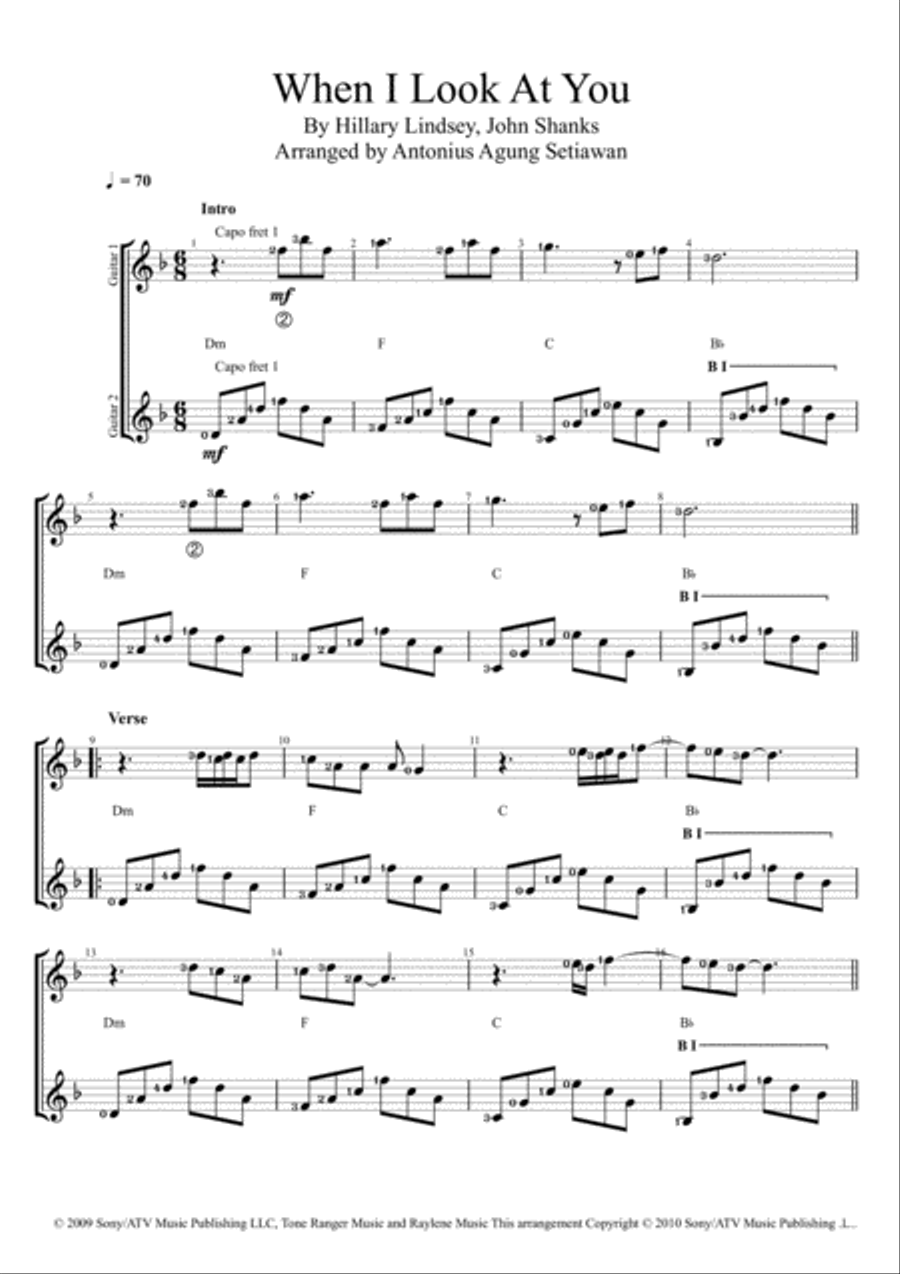 When I Look At You Electric Guitar scores gallery preview page 1