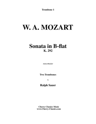 Book cover for Sonata in B-flat K. 292 for Trombone Duet