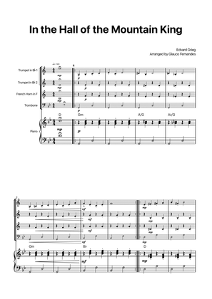 In the Hall of the Mountain King - Brass Quartet with Piano and Chord Notations