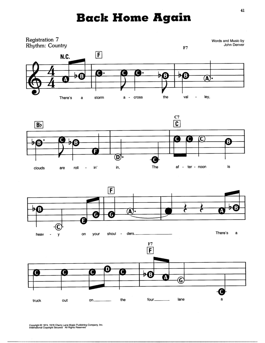 Back Home Again Easy Piano scores gallery preview page 1