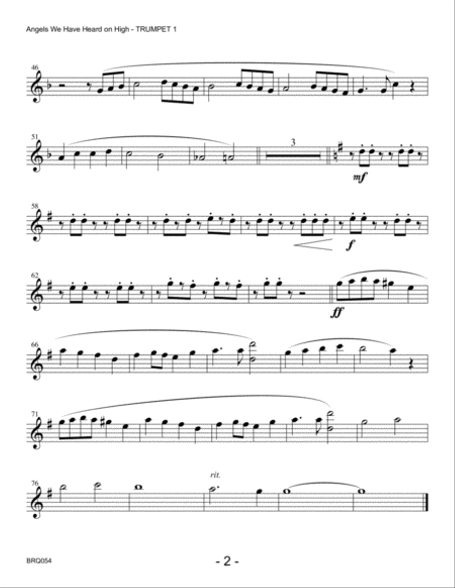 ANGELS WE HAVE HEARD ON HIGH - BRASS QUINTET (unaccompanied) Brass Quintet scores gallery preview page 6
