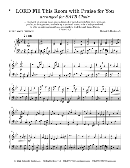 LORD, Fill This Room with Praise for You (arranged for Piano Solo) image number null
