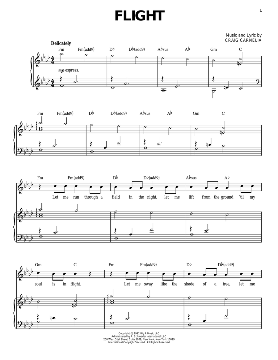 Flight Piano, Vocal scores gallery preview page 1