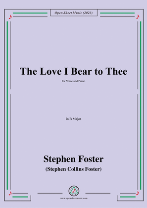 Book cover for S. Foster-The Love I Bear to Thee,in B Major