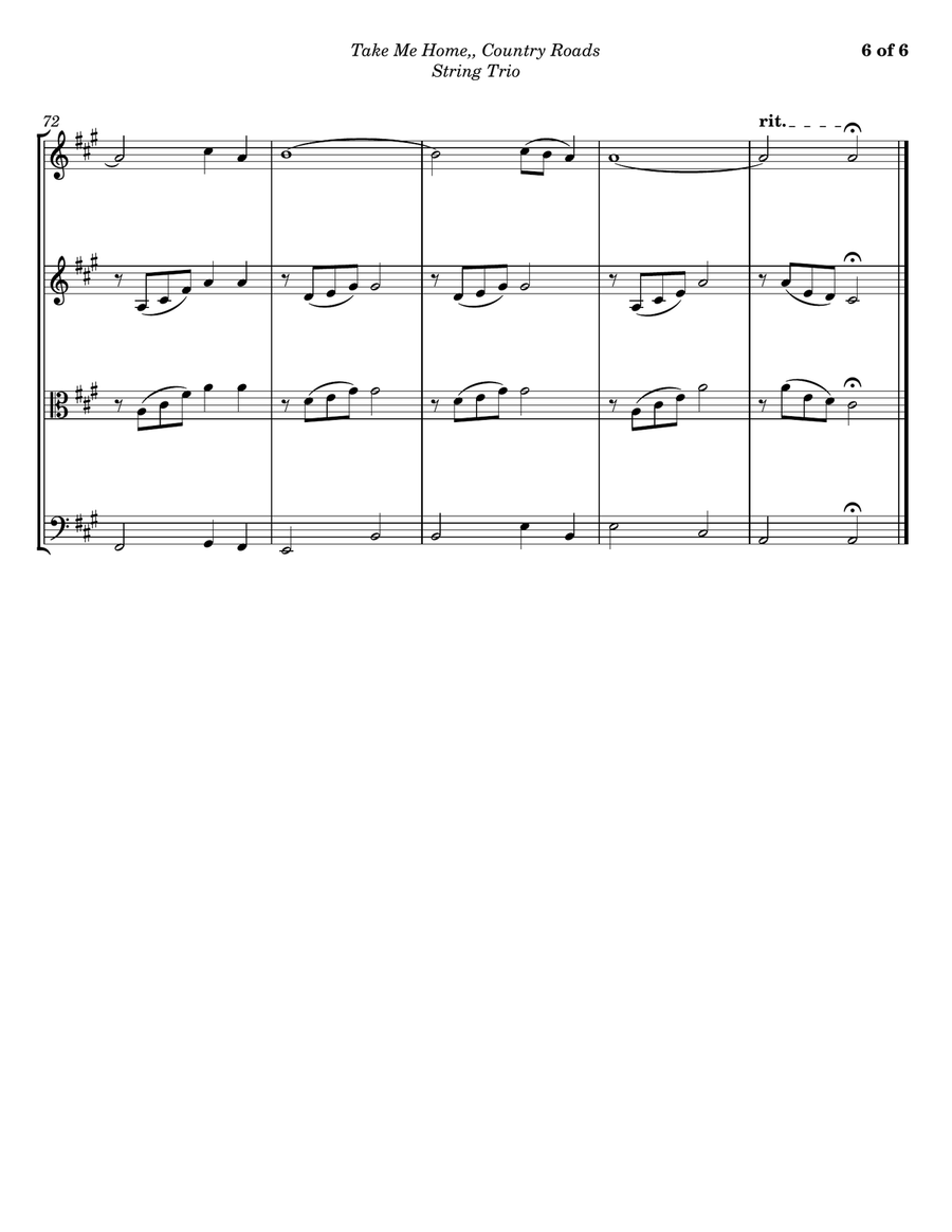 Take Me Home, Country Roads String Trio scores gallery preview page 6