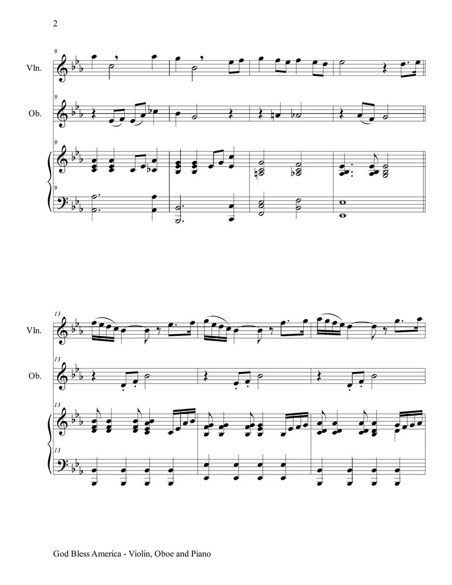 God Bless America Oboe scores gallery preview page 3