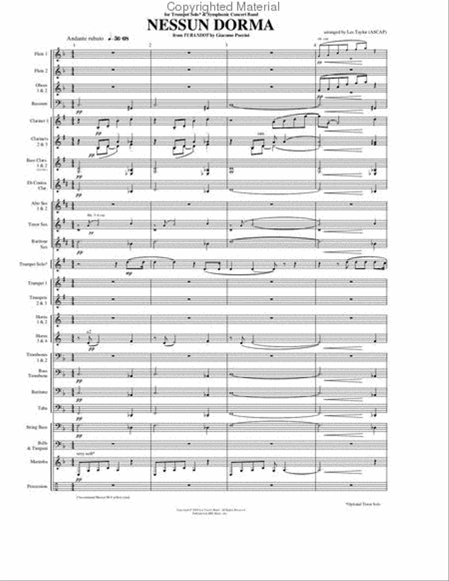 Nessun Dorma Concert Band scores gallery preview page 5