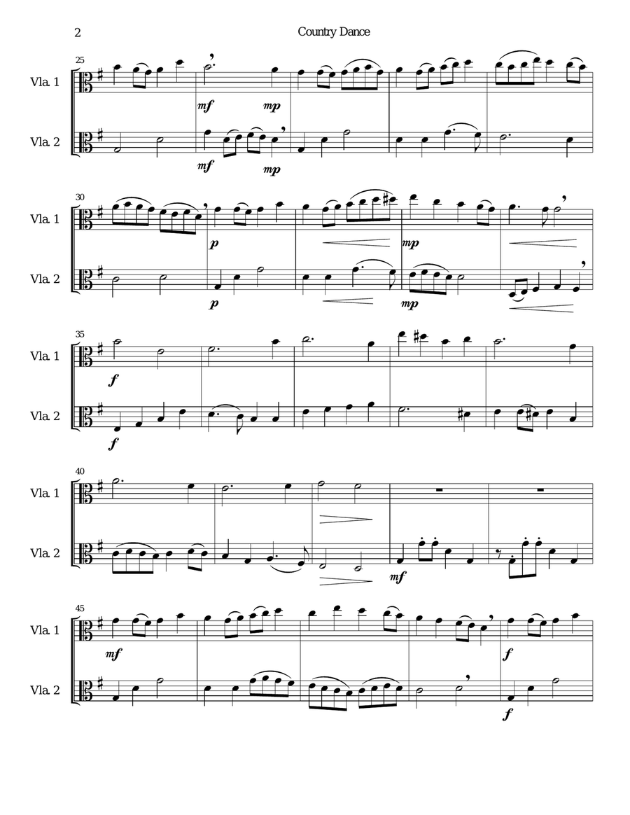 Country dance for 2 violas Viola Solo scores gallery preview page 2