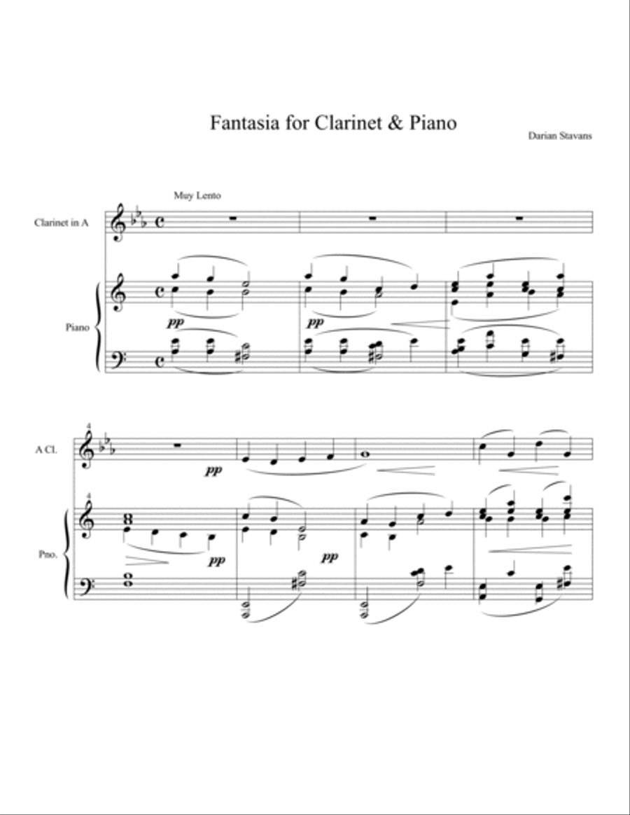 Fantasia for Clarinet and Piano Clarinet Solo scores gallery preview page 2
