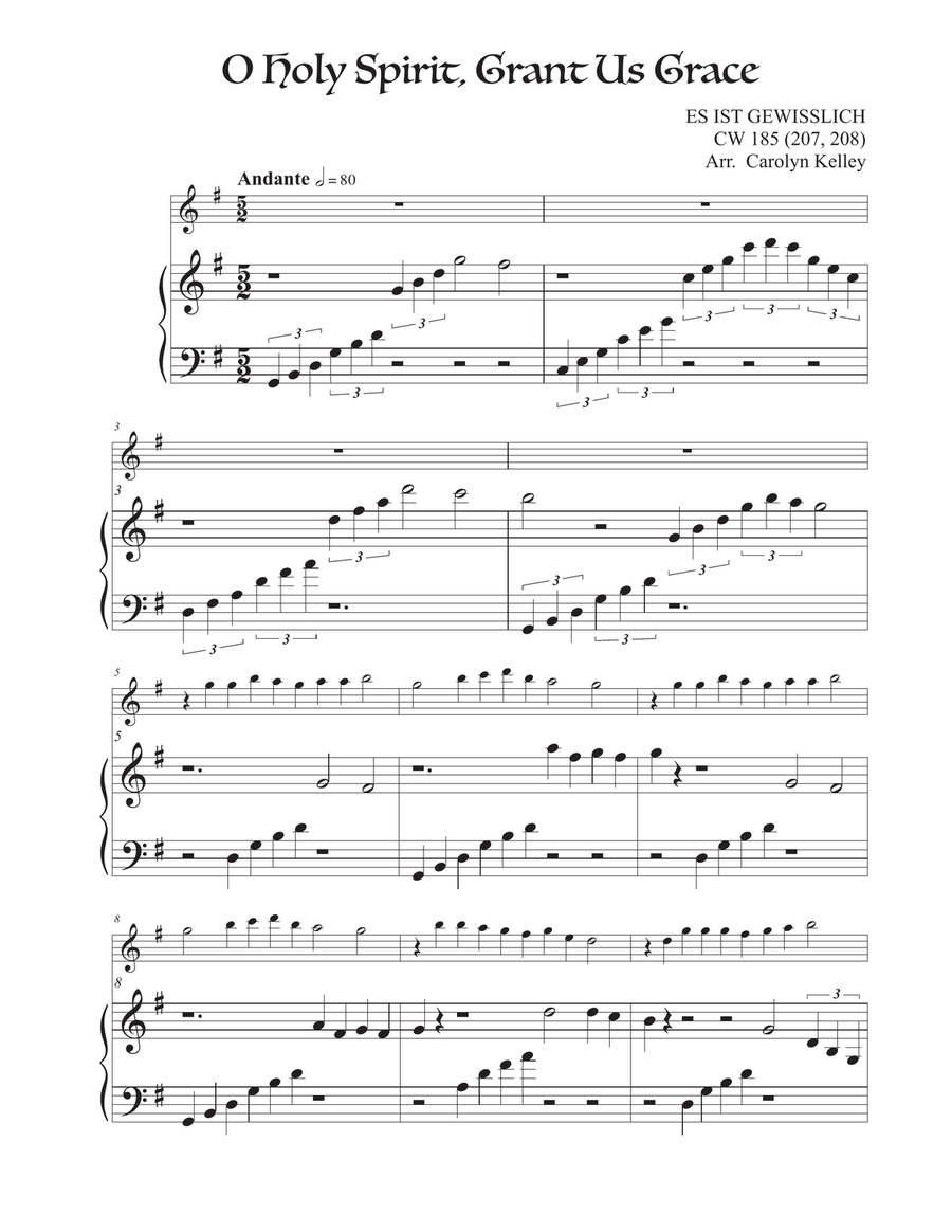 O Holy Spirit Grant Us Grace (Hymn Tune: ES IST GEWISSLICH) Flute Solo scores gallery preview page 1