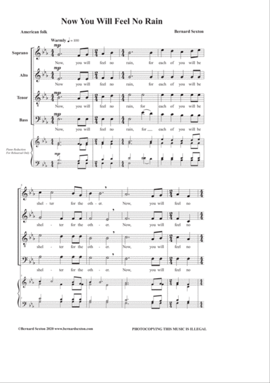Now You Will Feel No Rain 4-Part scores gallery preview page 2