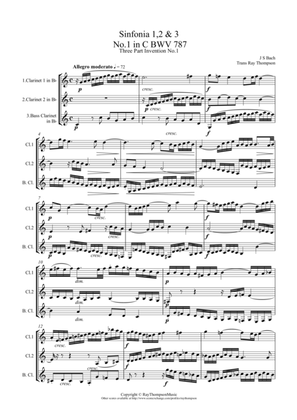 Bach: Sinfonia (Three part Inventions) Nos.1,2 & 3 arr.clarinet trio