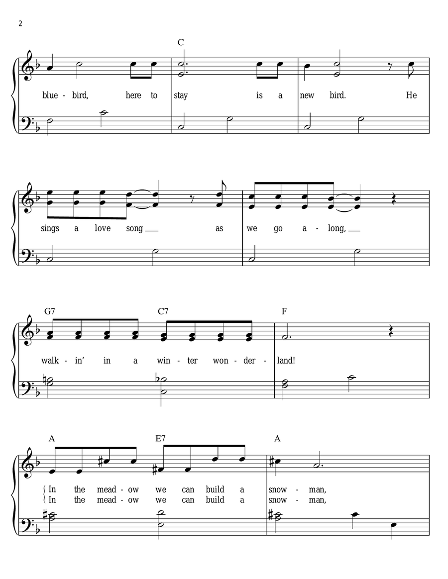 Winter Wonderland Easy Piano scores gallery preview page 2